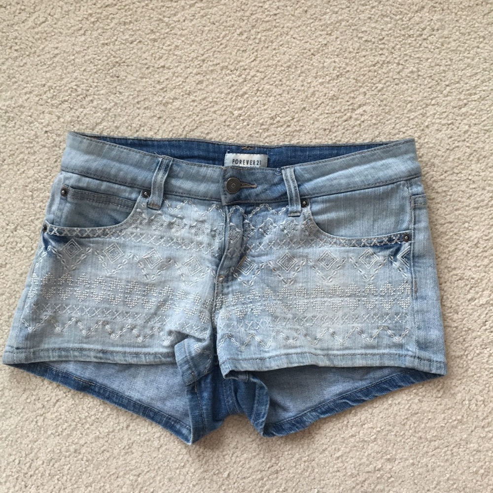 Light wash jean shorts